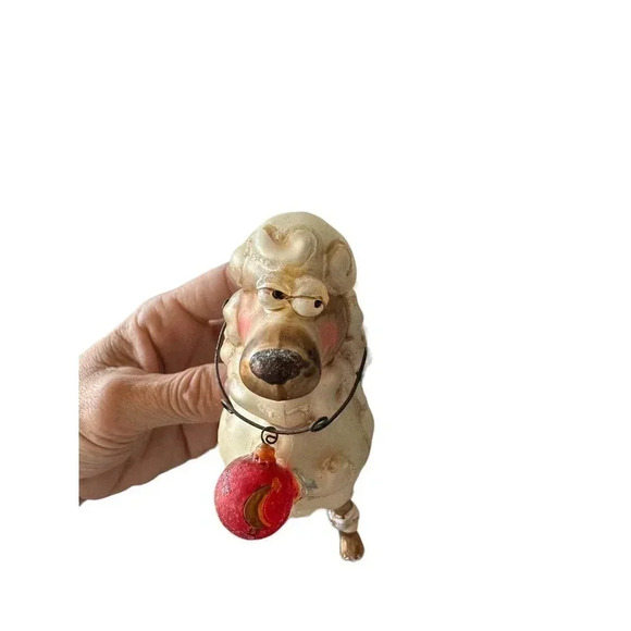 Vintage Hand Blown Glass French‎ Poodle Dog Christmas Holiday Ornament - Picture 3 of 4